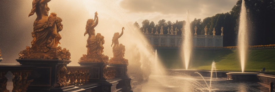 фонтаны Петергофа-достопримечательность Санкт-Петербурга