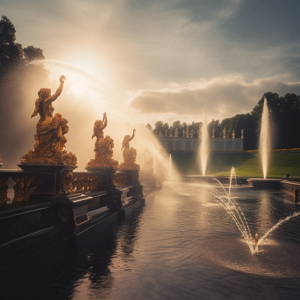 фонтаны Петергофа-достопримечательность Санкт-Петербурга